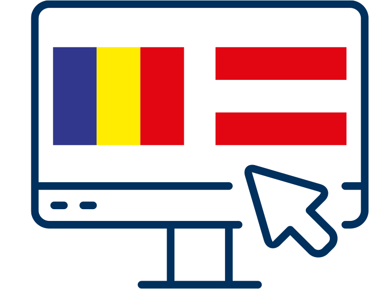 Grafik zu online in Rumänien und Österreich